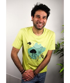 Camiseta unisex oso Cantabria. Verde pistacho. Modelo chico